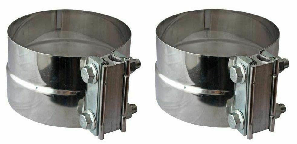 Stainless Steel Exhaust Straight Pipe 5" ID x 60" Long with Two Lap Joint Band Clamps