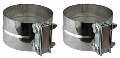 Stainless Steel Exhaust Straight Pipe 5" ID x 60" Long with Two Lap Joint Band Clamps