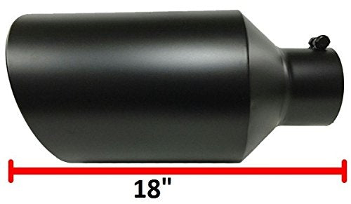 Stainless Steel High Temperature Black Coated Diesel Truck Bolt On Exhaust Tip (4" ID x 7" OD x 18"Long)