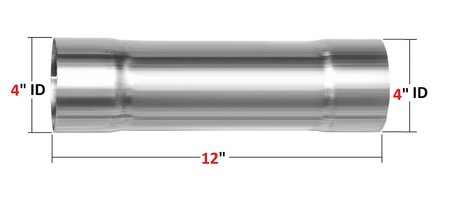 Stainless Steel Universal Exhaust Adapter/Connector 4" ID Inlet | 4" ID Outlet | 12" Long