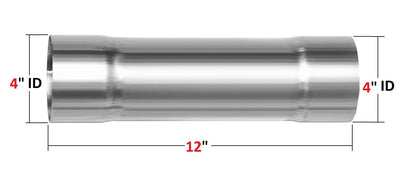 Stainless Steel Universal Exhaust Adapter/Connector 4" ID Inlet | 4" ID Outlet | 12" Long