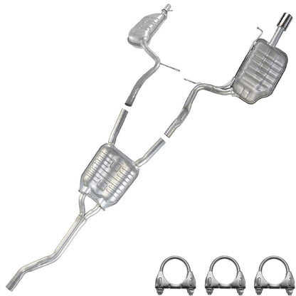 2005-2009 Audi A4 Quattro 2.0L Exhaust Resonator Pipe and Pair of Muffler