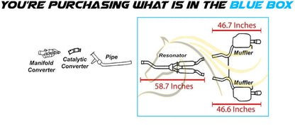 2005-2009 Audi A4 Quattro 2.0L Exhaust Resonator Pipe and Pair of Muffler