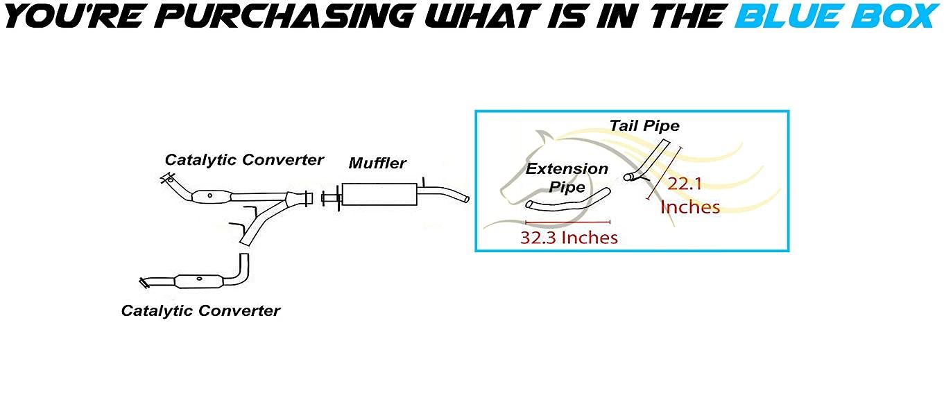 Northeastern Exhaust | Stainless Steel Extension Pipe and Tail Pipe Exhaust Kit Compatible for Ford Expedition 2003-2004 4.6L | 2003-2006 5.4L | Free Clamps Included | Automotive Replacement Part
