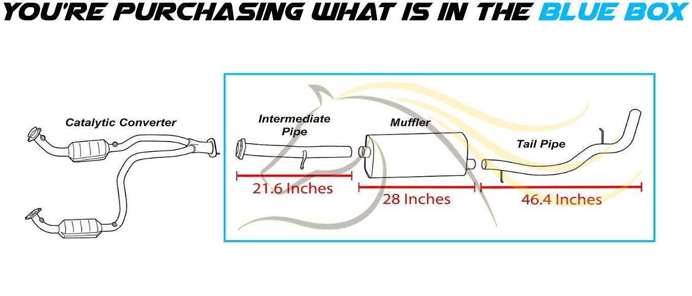 Intermediate Pipe, Muffler and Tail Pipe for 2002-2005 Escalade 5.3L, 2001-2006 Tahoe 4.8L 5.3L, 2001-2005 Yukon 4.8L 5.3L