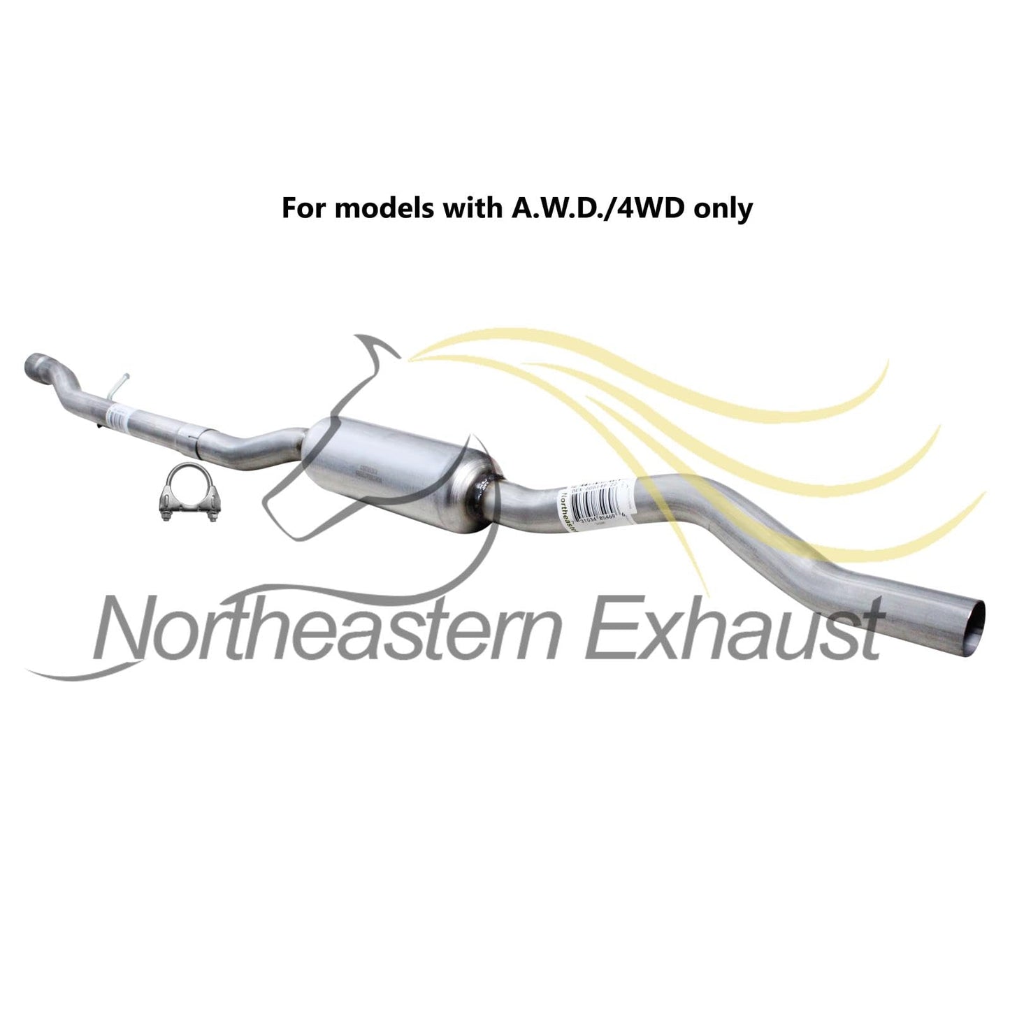 Northeastern Exhaust | Stainless Steel Exhaust Resonator Pipe Compatible for 2007-2017 Jeep Compass & Patriot 2.4L | For Four-Wheel Drive (4WD) | Free Clamps Included | Automotive Replacement Part
