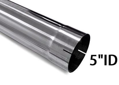 Colt Exhaust | Stainless Steel Straight Pipe Polished Exhaust Pipe Universal Fit (5" ID/OD x 51" long) | Automotive Replacement Part