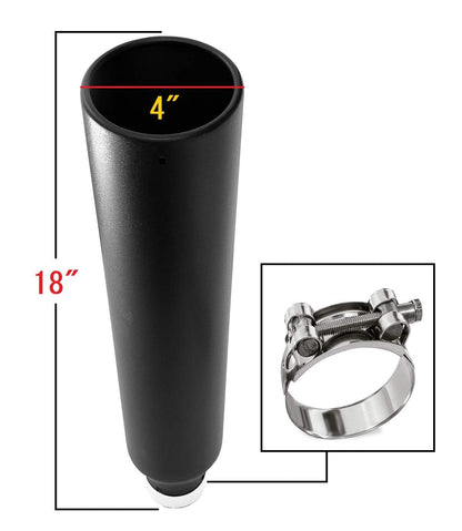 Pair of Universal Black Coated Exhaust Tips ( 2.5" ID x 4" OD x 18" Long )