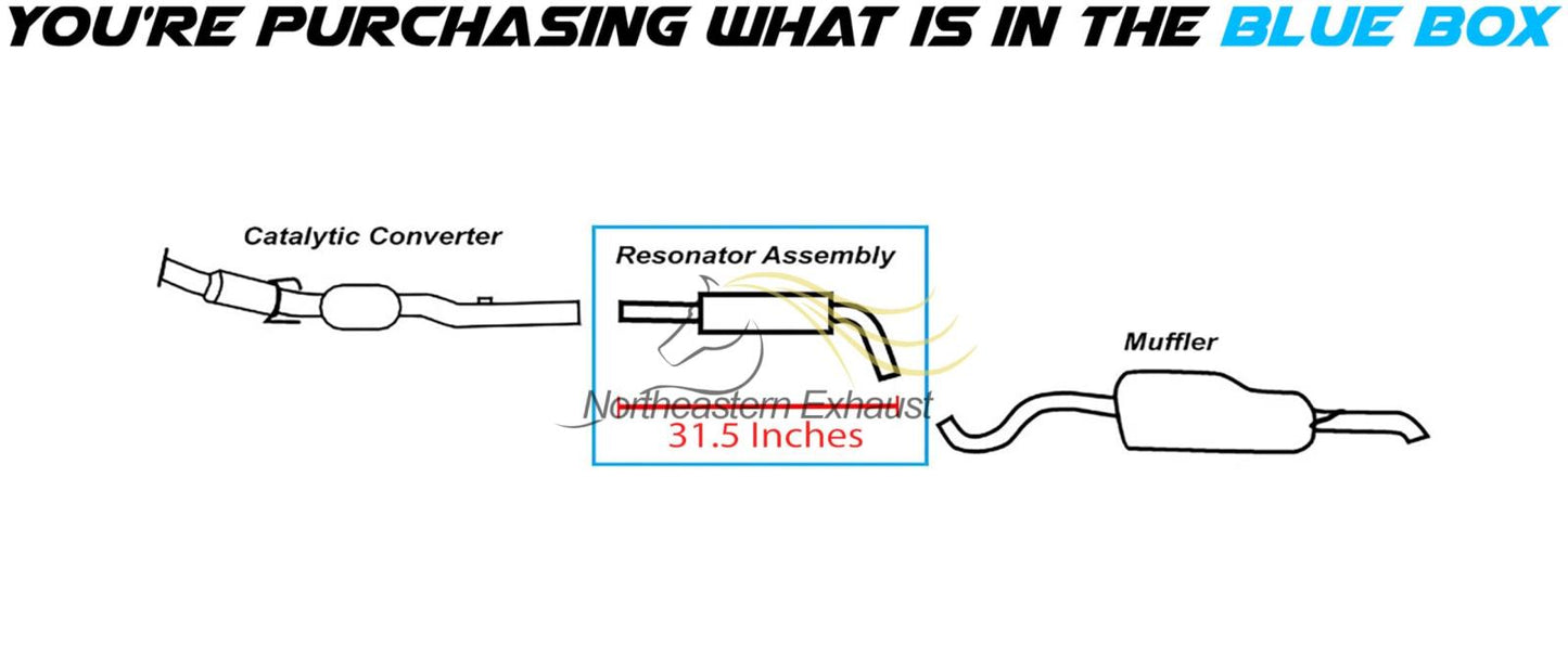 Northeastern Exhaust | Stainless Steel Exhaust Resonator Pipe Compatible for Volkswagen Beetle 1999-2005 1.8L | Volkswagen Beetle 2006-2010 2.5L | Free Sleeves Included | Automotive Replacement Part