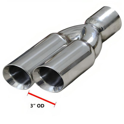 Colt Exhaust | Stainless Steel - Universal Dual Exhaust Tips 3" Inch ID Inlet x 3" Inch OD Outlet x 13" Inch Long