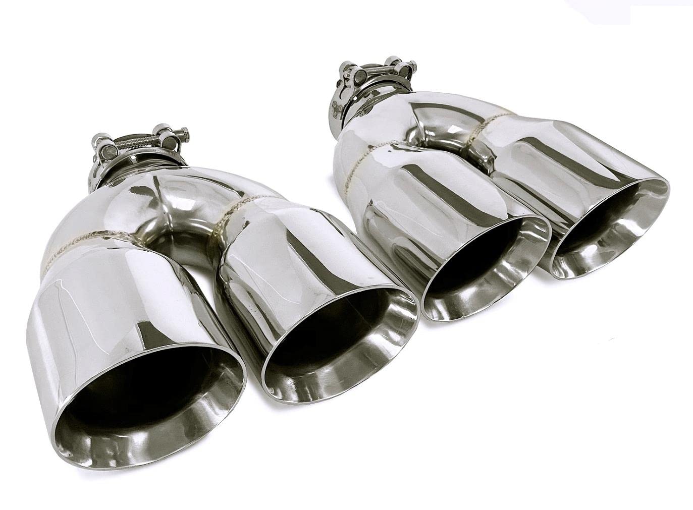 Pair of Universal Dual Exhaust Tips - 2.5" ID | 3.5" OD | 10" Long