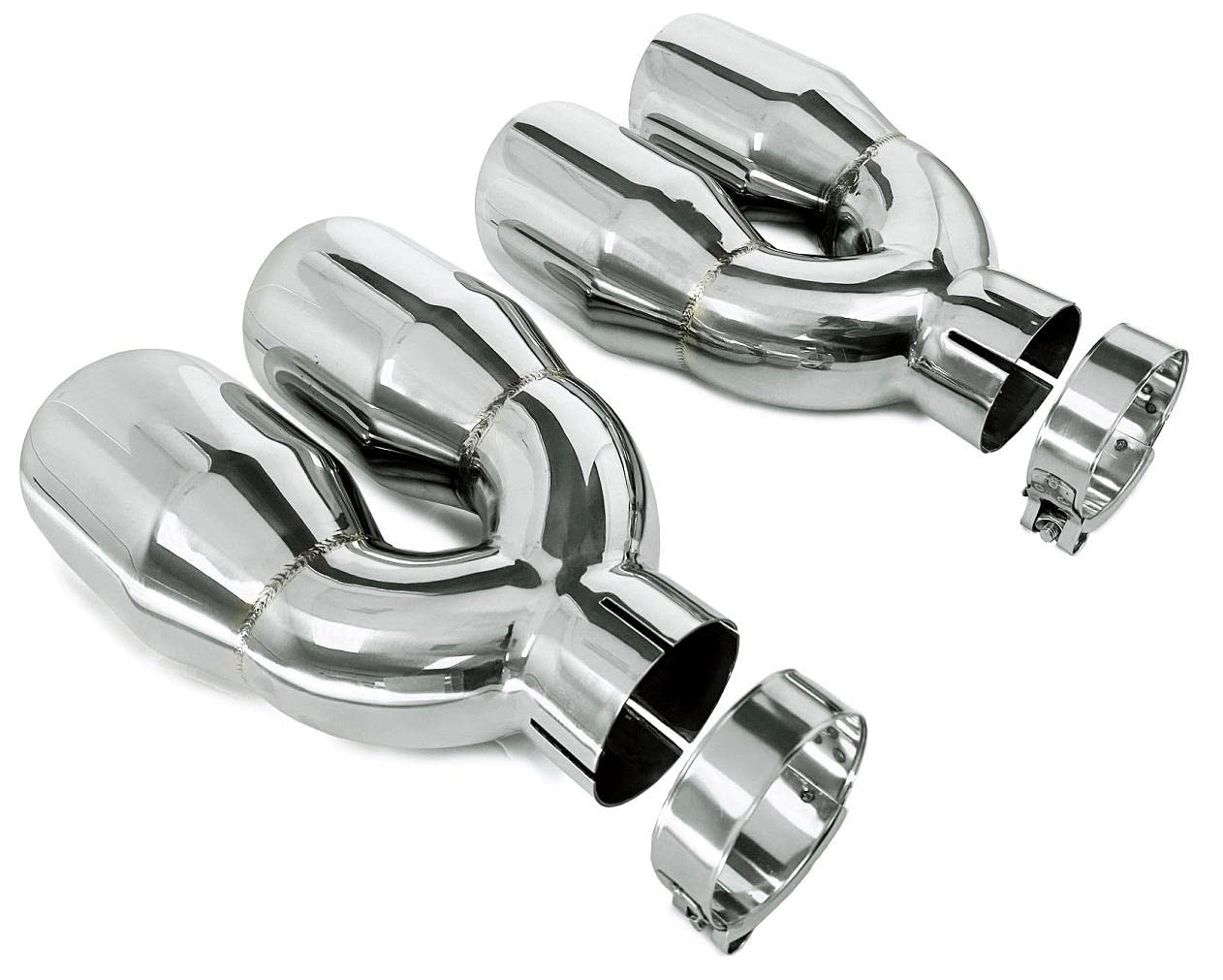 Pair of Universal Dual Exhaust Tips - 2.5" ID | 3.5" OD | 10" Long