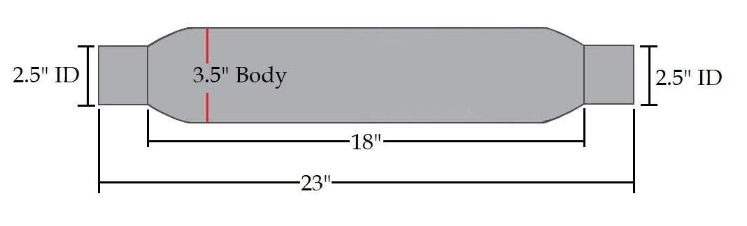 2.5" Inches Straight Universal Glasspack Muffler Resonator (2.5" ID/OD x 23" Long) | Automotive Replacement Part