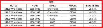 H Pipe, Muffler, and Tail Pipe for 1996-1999 Chevy/GMC C/K 1500 5.7L - 141.5" WB