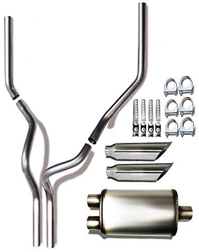 1987-2002 Chevrolet Silverado/C/K 1500 and 2500 Dual 2.5'' Mandrel-Bent Pipe with Angle Cut Tips and Single Chamber Muffler Exhaust Kit
