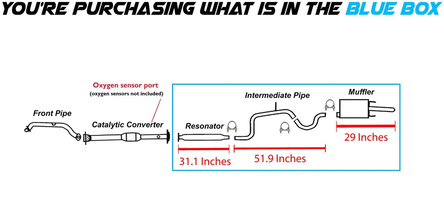2000-2002 Chevy Monte Carlo 3.4L Resonator, Intermediate Pipe and Muffler Exhaust System Kit