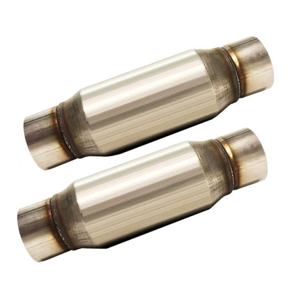 Stainless Steel Pair of 3" Straight Universal Glass Pack Resonator Muffler (3"ID/OD x 17"Long)