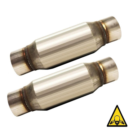 Stainless Steel Pair of 3" Straight Universal Glass Pack Resonator Muffler (3"ID/OD x 17"Long)