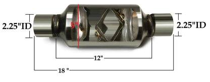 Colt Exhaust | Single Chamber Universal Fit Round Exhaust Mufflers (2.25" ID/OD 18"Long) | Pack of 2 | Automotive Replacement Part