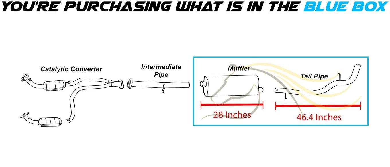 Muffler and Tail Pipe Exhaust for 2001-2005 Chevy Avalanche 1500 and GMC Yukon XL 1500 5.3L