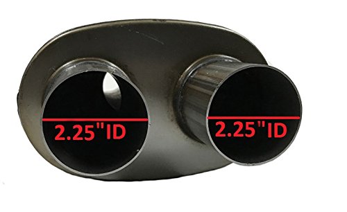 Universal Exhaust Muffler - 2.25"ID Center / 2.25" ID Dual Outlets Reversible