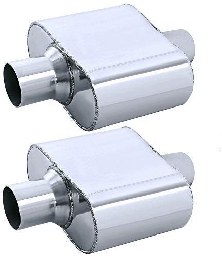 (2.5" ID/OD x 13" Long) Universal Single Chamber Performance Exhaust Race Center Muffler - Pack of 2