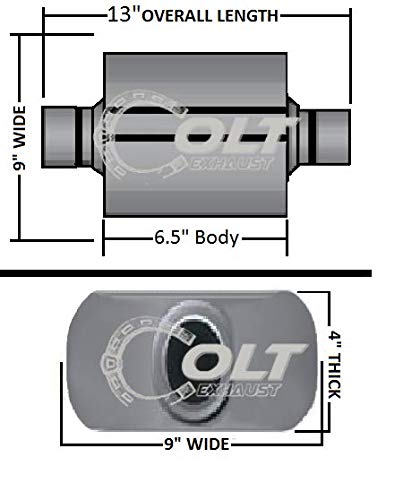(2.5" ID/OD x 13" Long)  Universal Single Chamber Performance Exhaust Race Center Muffler - Pack of 1