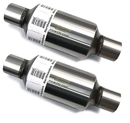 3 Inch ID/OD, 18 Inch Long Pair of Single Chamber Performance Race Round Universal Mufflers