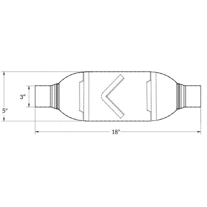 3 Inch ID/OD, 18 Inch Long Pair of Single Chamber Performance Race Round Universal Mufflers