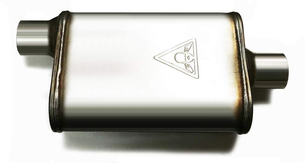 Universal Muffler Exhaust  | Single Chamber | Offset In | Center Out (2.25" ID/OD x 19"Long)