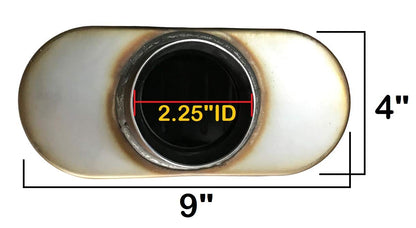 Universal Muffler Exhaust  | Single Chamber | Offset In | Center Out (2.25" ID/OD x 19"Long)