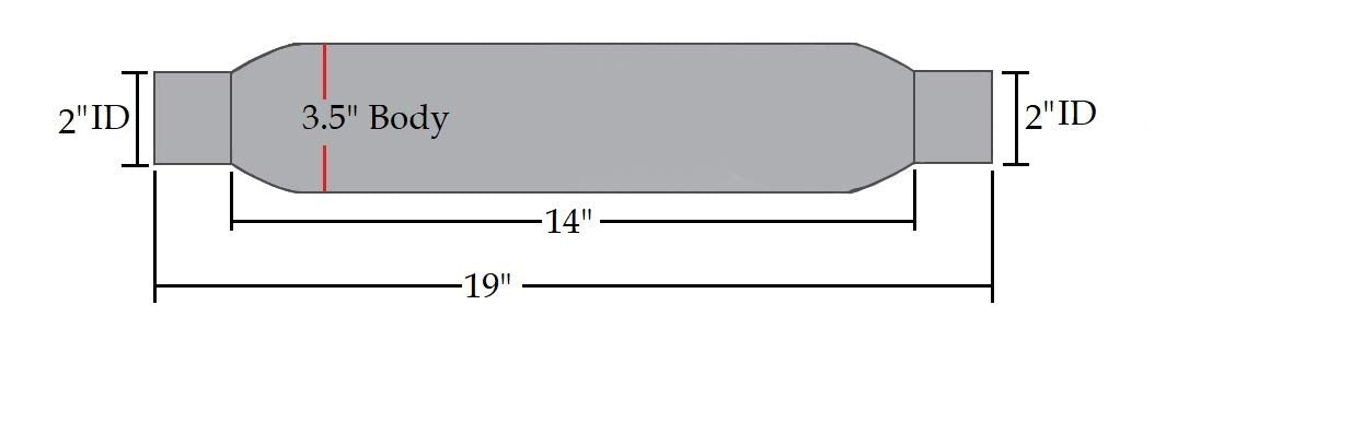 Universal Glasspack Exhaust Muffler Resonator - (2" ID/OD x 19" Long)