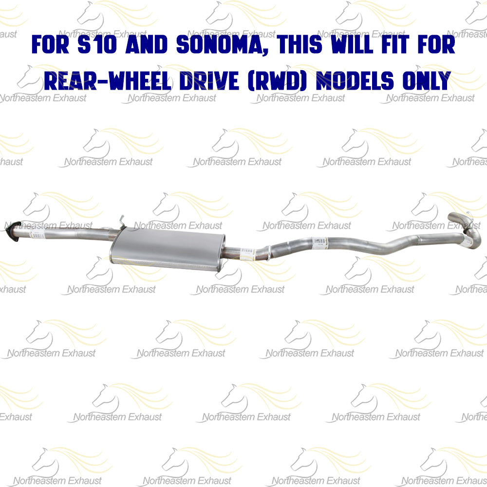 1998-2000 Chevy S10, GMC Sonoma, Isuzu Hombre 2.2L Exhaust Pipe, Muffler and Tail Pipe
