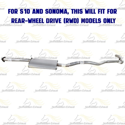 1998-2000 Chevy S10, GMC Sonoma, Isuzu Hombre 2.2L Exhaust Pipe, Muffler and Tail Pipe