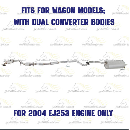 2000-2004 Subaru Legacy 2.5L Catalytic, Resonator and Muffler Exhaust System - For Wagon