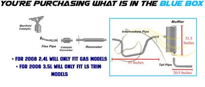 Intermediate Pipe, Muffler and Tail Pipe for 2008-2012 Chevy Malibu 2.4L and 2008-2010 Malibu 3.5L
