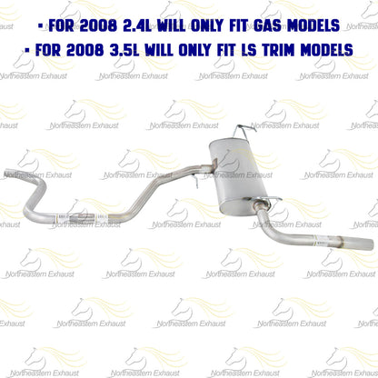 Intermediate Pipe, Muffler and Tail Pipe for 2008-2012 Chevy Malibu 2.4L and 2008-2010 Malibu 3.5L
