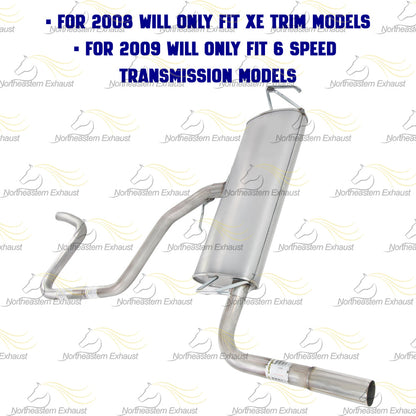 2008-2009 Saturn Aura 2.4L Intermediate Pipe, Muffler and Tail Pipe Exhaust System