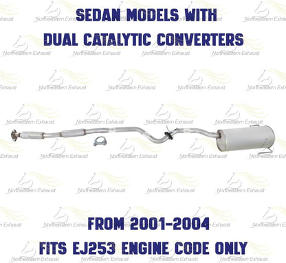 2000-2004 Subaru Outback 2.5L Resonator Pipe and Muffler Exhaust System
