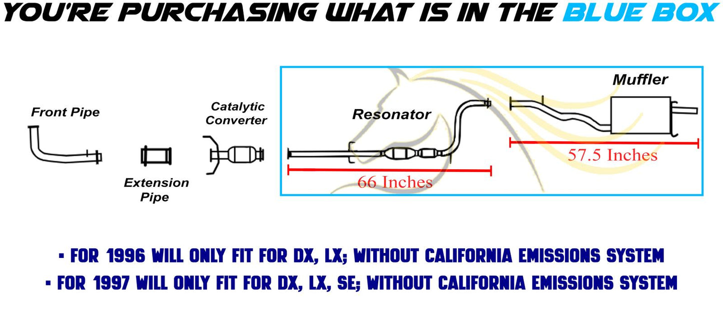 1994-1997 Honda Accord 2.2L Resonator Pipe and Muffler Exhaust System
