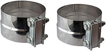 Stainless Steel - (2 Pack) 3.5" ID/OD Lap Joint Exhaust Band Clamps
