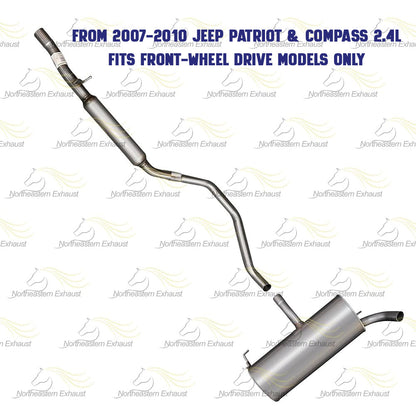 2007-2011 Jeep Patriot and Compass 2.0L 2.4L Resonator and Muffler - FWD