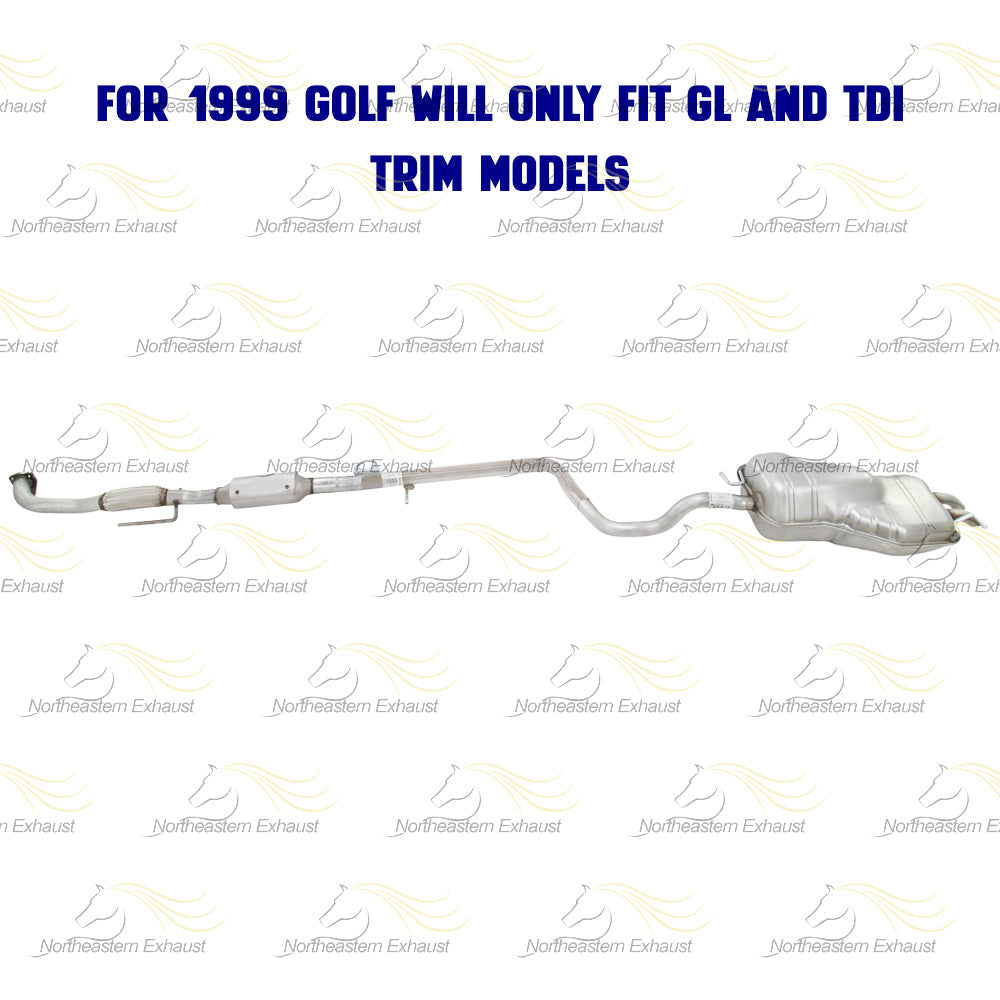 1999-2004 Volkswagen Beetle/Golf 1.9L Catalytic Converter, Pipe and Muffler Exhaust System Kit