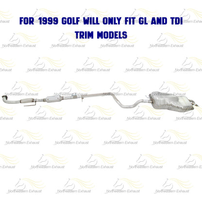 1999-2004 Volkswagen Beetle/Golf 1.9L Catalytic Converter, Pipe and Muffler Exhaust System Kit