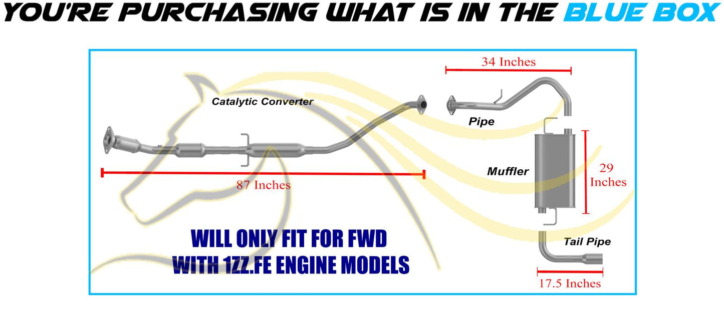 2008 Pontiac Vibe 1.8L Complete Exhaust System Kit with Catalytic