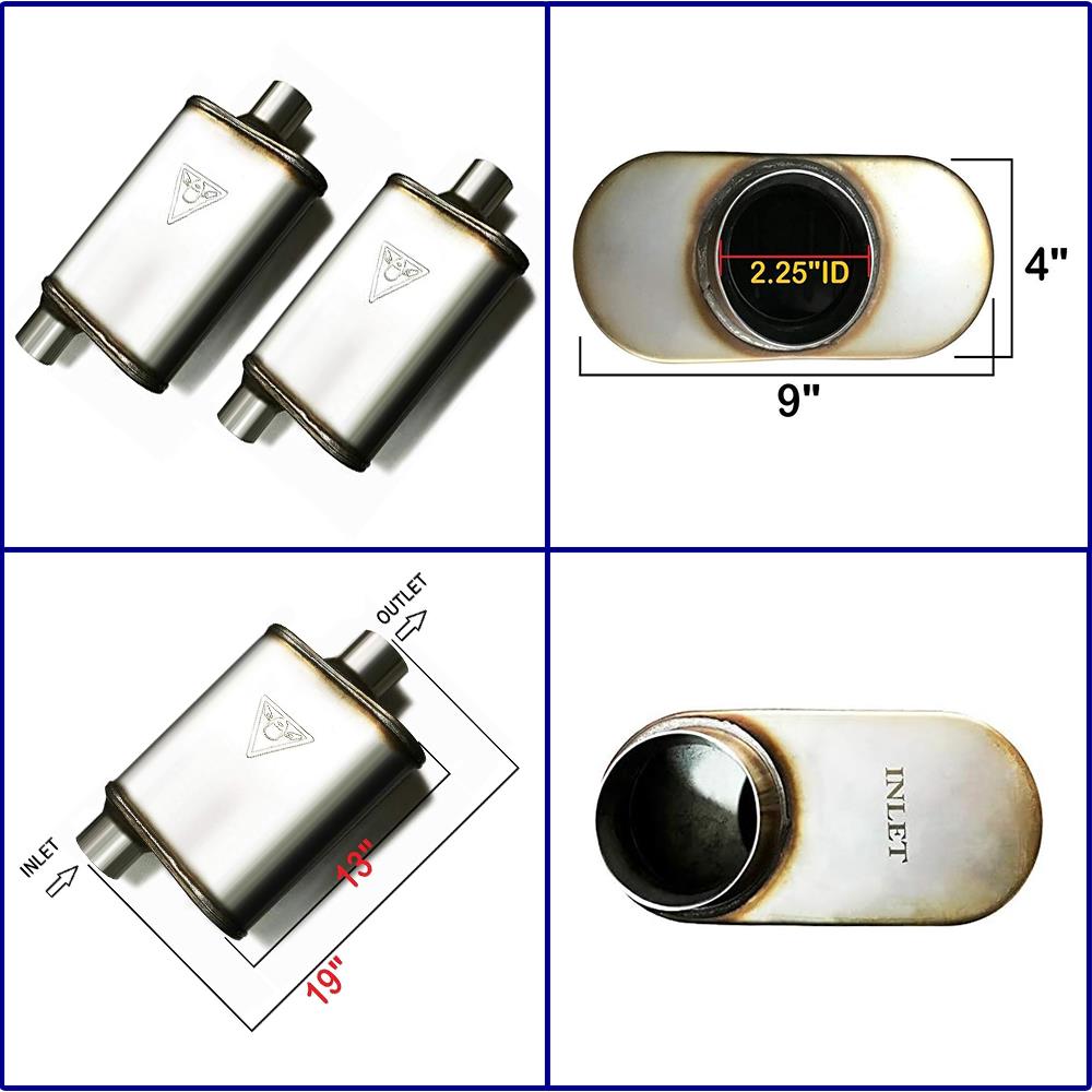 2.25" ID/OD | 19" Long (2 Packs) | Dual Chamber UNIVERSAL PERFORMANCE MUFFLERS