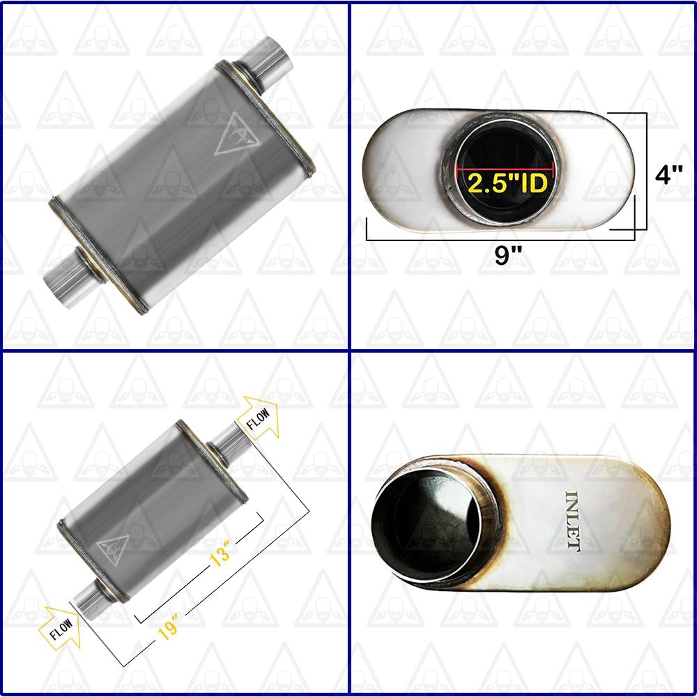 2.5" ID/OD | 19" Long | Single Chamber UNIVERSAL PERFORMANCE MUFFLERS