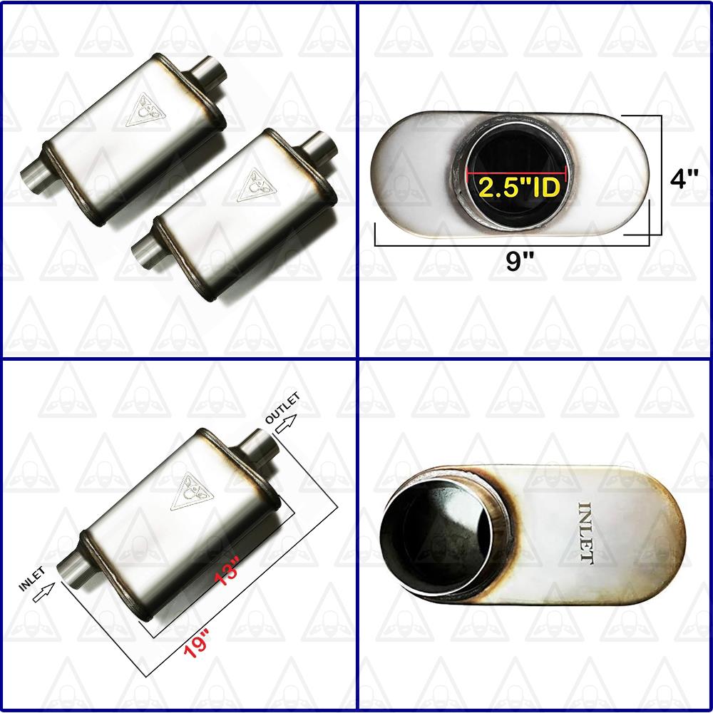 2.5" ID/OD | 19" Long (2 Packs) | Single Chamber UNIVERSAL PERFORMANCE MUFFLERS