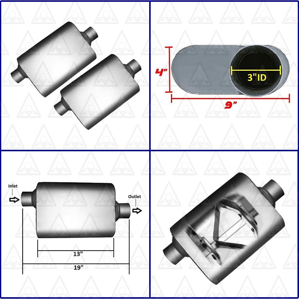 3" ID/OD | 19" Long (2 Packs) | Single Chamber UNIVERSAL PERFORMANCE MUFFLERS