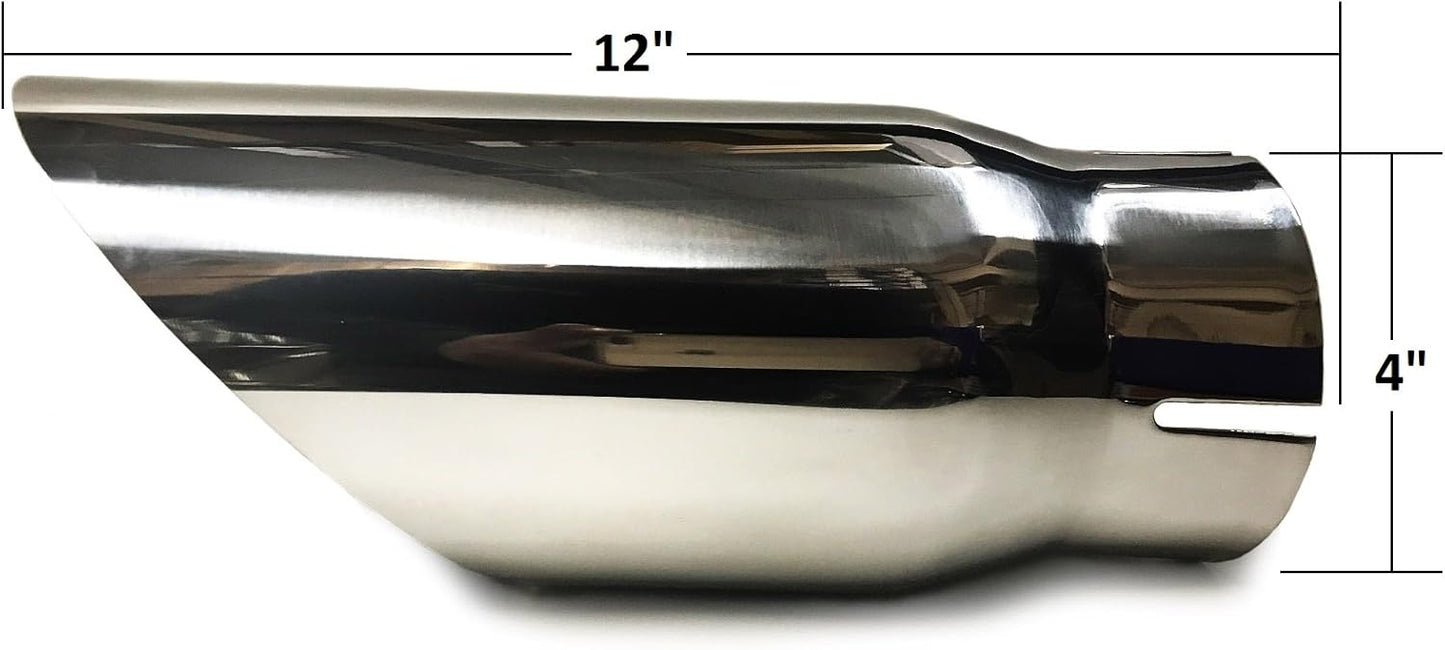 Universal Bolt-On Diesel Truck Exhaust Tip | 4" Inlet 5" Outlet 12" Long